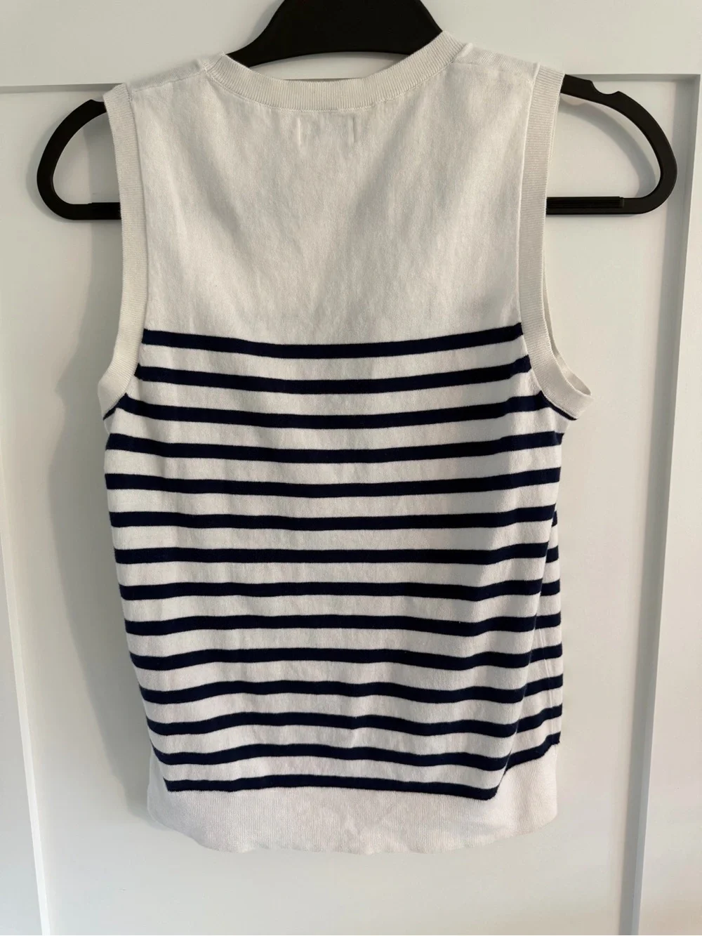 J.Crew Classic Shell White & Navy Striped Sleeveless Top